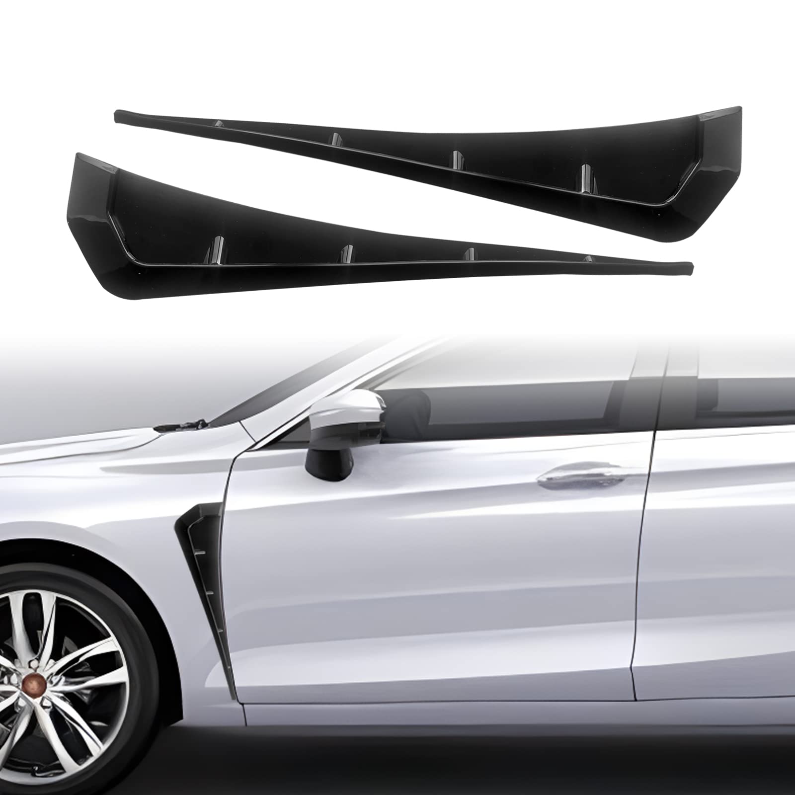 2Pcs Car Fender Side Vents, Air Vent Trim Cover, Abs Carbon Fiber Exterior Sticker, Air Flow Intake Hole Grille Auto Exterior Accessories Universal (Black)