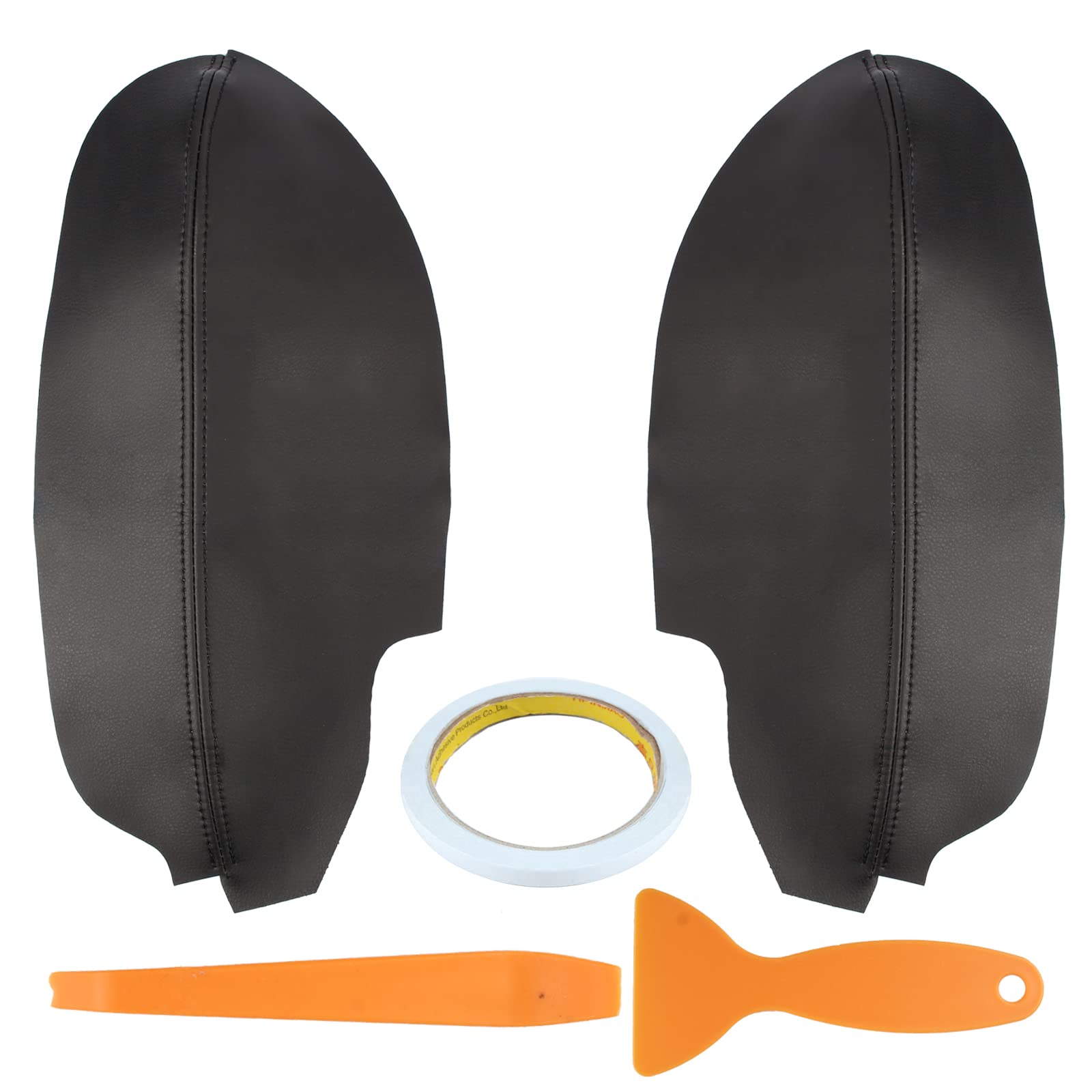 Autokay Leather Front Door Panels Armrest Cover Fits For Acura Tsx 2009-2014 - Black