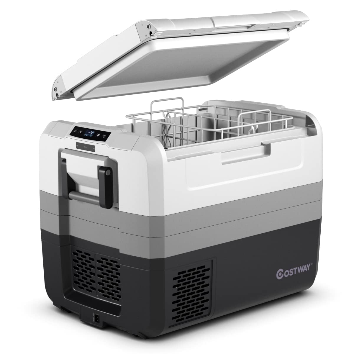 Costway Portable Car Refrigerator, -14.8°F To 50°F, 58-Quart Compressor Travel Fridge With Two-Way Open Door, Operating Panel, Groove Design, Compact Rv Freezer And Cooler For Outdoor And Home Use