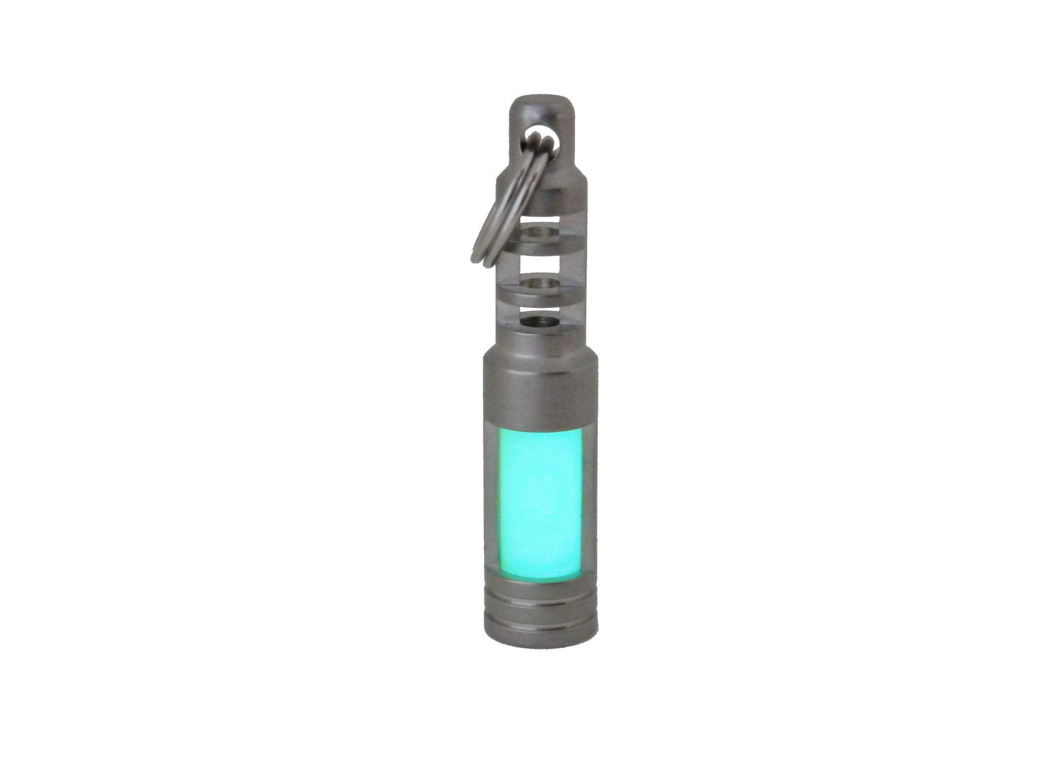 Tec Accessories - Isotope Chain Reaction Fob - Embrite Glow Pellet - Aqua - Accepts 3X11Mm Tritium Vial - Stainless Steel Housing - Everyday Carry - Keychain Accessories - Gifts For Men
