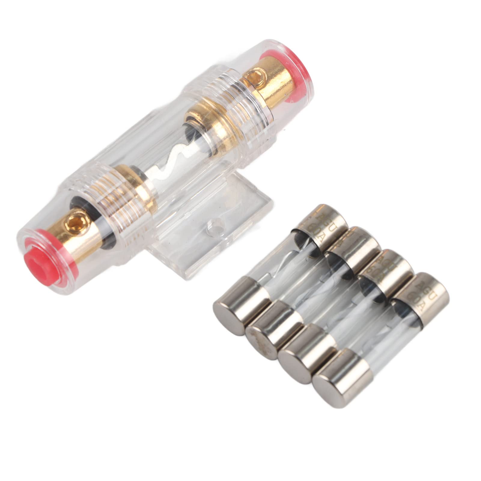 Qiilu 60A Circuit Breaker Reset, Car Auto Vehicle Stereo Audio Agu Box Holder Block 8 Gauge Wire With 4Pcs 60Amp For 12V Dc Car Audio Stereo Switch