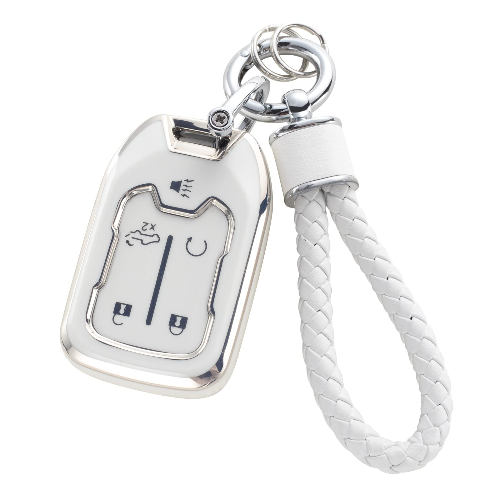 Yo&Yoye For Gmc Key Fob Cover With Keychain, Tpu Key Case Fit For 2019 2020 2021 2022 Chevy Silverado Gmc Sierra 1500 2500Hd 3500Hd Terrain Acadia Smart Key Protector Shell 5 Buttons