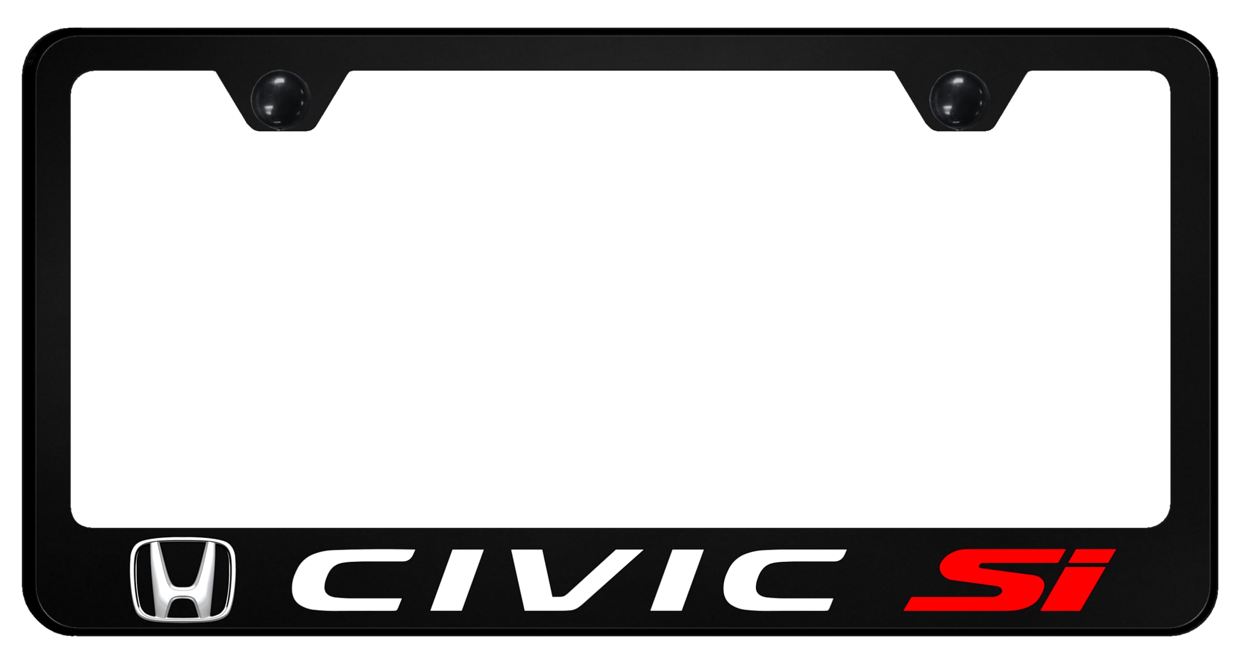 Au-Tomotive Gold Uv Print Polycarbonate License Plate Frame For Honda Civic Si (Black)