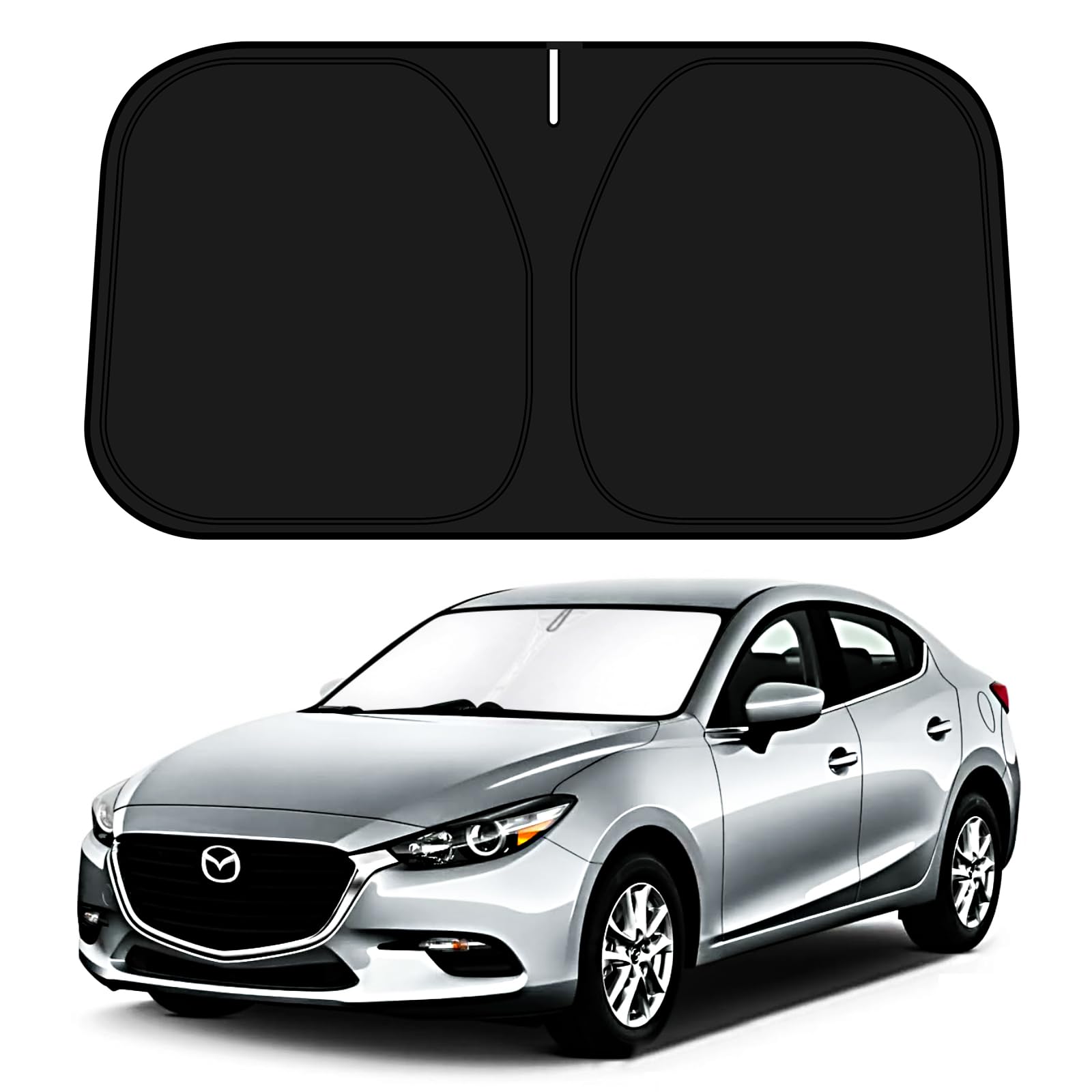 D-Lumina Windshield Sun Shade For 2019-2023 Mazda 3 Accessories Mazda3 Sedan Hatchback, Front Window Sunshade Sun Visor Protector Block Uv Rays Heat, Foldable 2 Layers 210T Material
