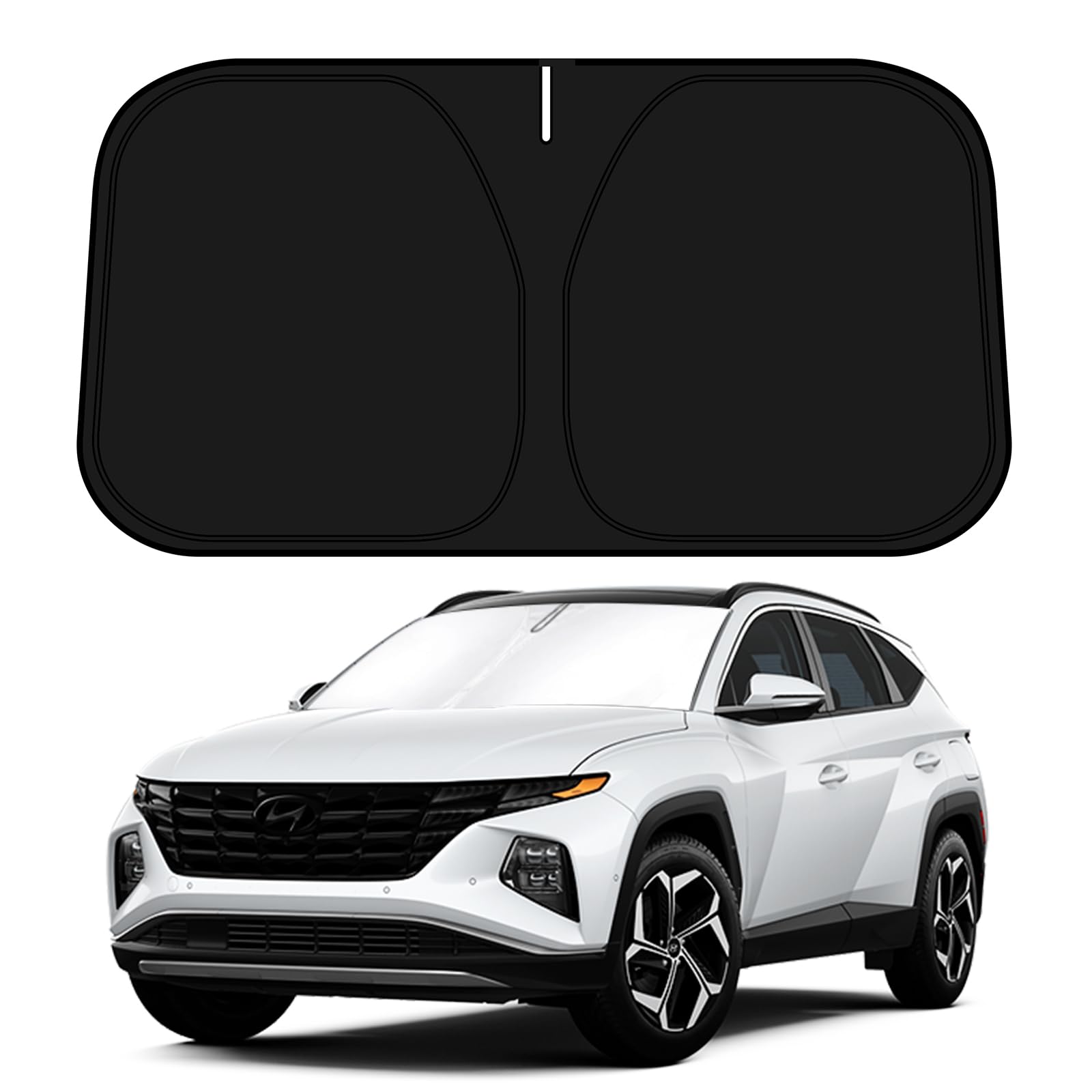 D-Lumina Windshield Sun Shade For 2022 2023 2024 Hyun-Dai Tucson Accessories, Front Window Sunshade Sun Visor Protector Block Uv Rays Heat, Foldable 2 Layers 210T Material