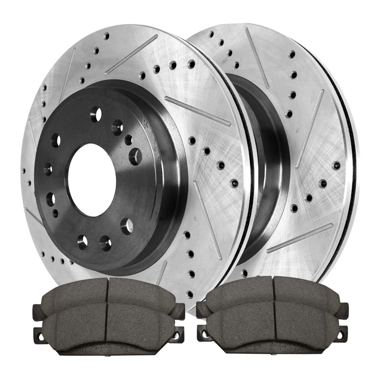 Autoshack Front Drilled And Slotted Brake Kit Rotors Black And Ceramic Pads Pair Of 2 Driver And Passenger Side Replacement For Chevrolet Silverado 1500 Tahoe Gmc Sierra 1500 Yukon Scdpr65099650991092