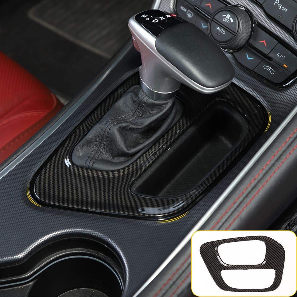 Voodonala For Dodge Challenger 2015-2023 Center Gear Shift Panel Covers Decoration Trim Accessories For Dodge Challenger 2015-2023 (Carbon Fiber Grain)