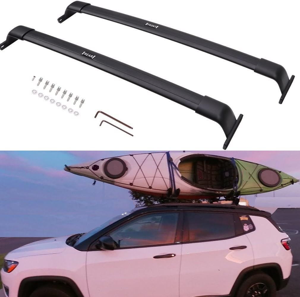 Saremas Upgraded Duty 220Lbs Cargo Racks For 2017-2024 2025 Jeep Compass Roof Rack Cross Bars Rail Luggage Carrier Accessories