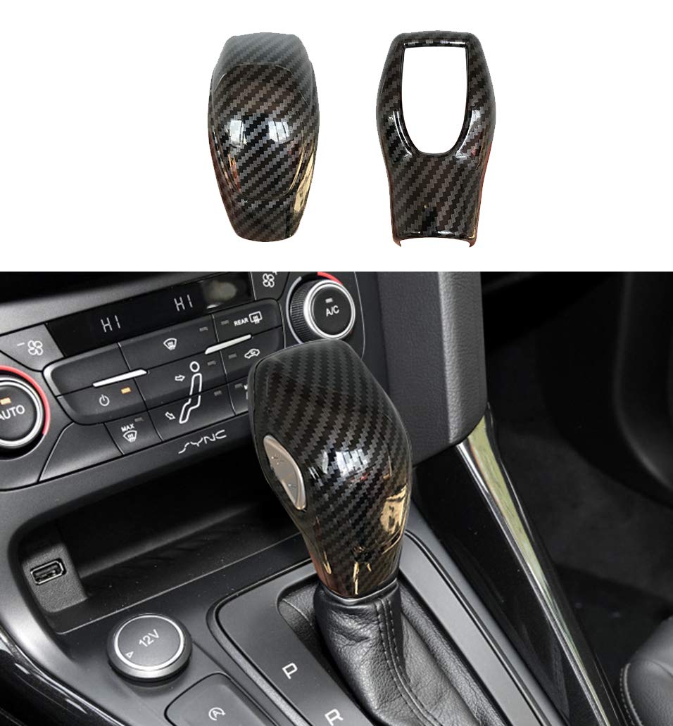 Ruihe Car Gear Shift Knob Cover Carbon Fiber Color Sticker Trim Fit For Ford Focus Fiesta Fusion Escape C-Max Transit-150 Transit-250 Transit-350 Transit Connect