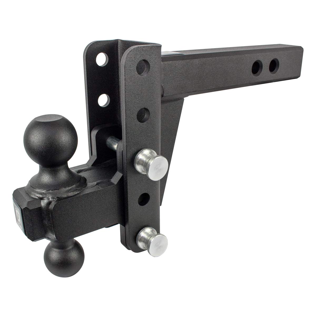 Bulletproof Hitches - 2.0' Adjustable Extreme Duty Trailer Hitch (30,000 Lb. Rating) - 4' Drop/Rise With 2' And 2 5/16' Dual Ball - Powder Coat, Solid Steel, Corrosion-Resistant