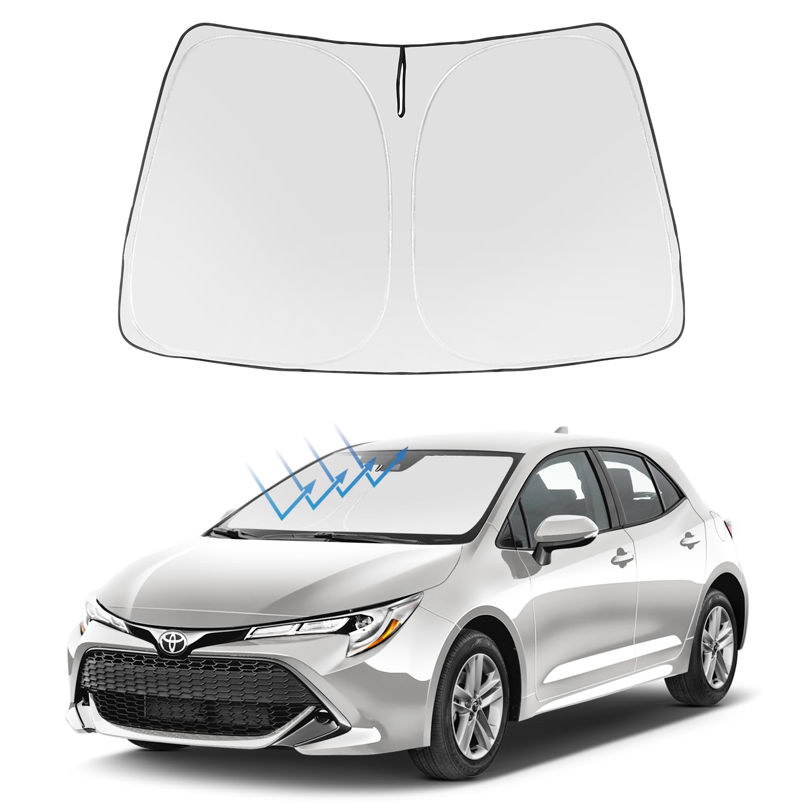 Proadsy 2025 Upgrade Front Windshield Sunshade Foldable Sun Shade Protector Custom Fit 2019-2024 2025 Toyota Corolla Se Xse L Le Xle Hybrid Sedan Accessories