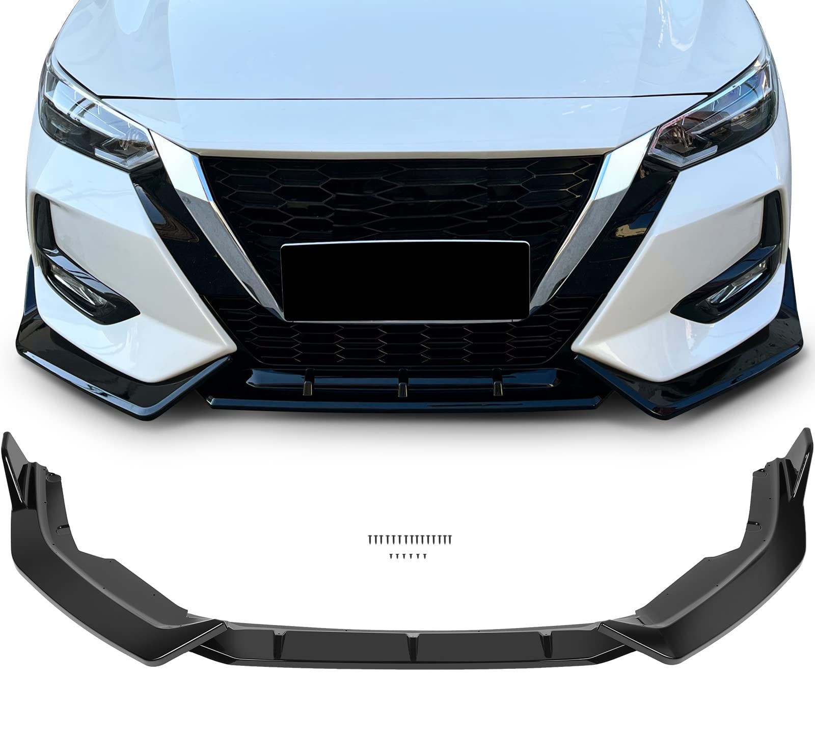 Scitoo Glossy Black Front Bumper Lip Fits For 2020-2021 For Nissan Sentra Pp Front Lip Spoiler