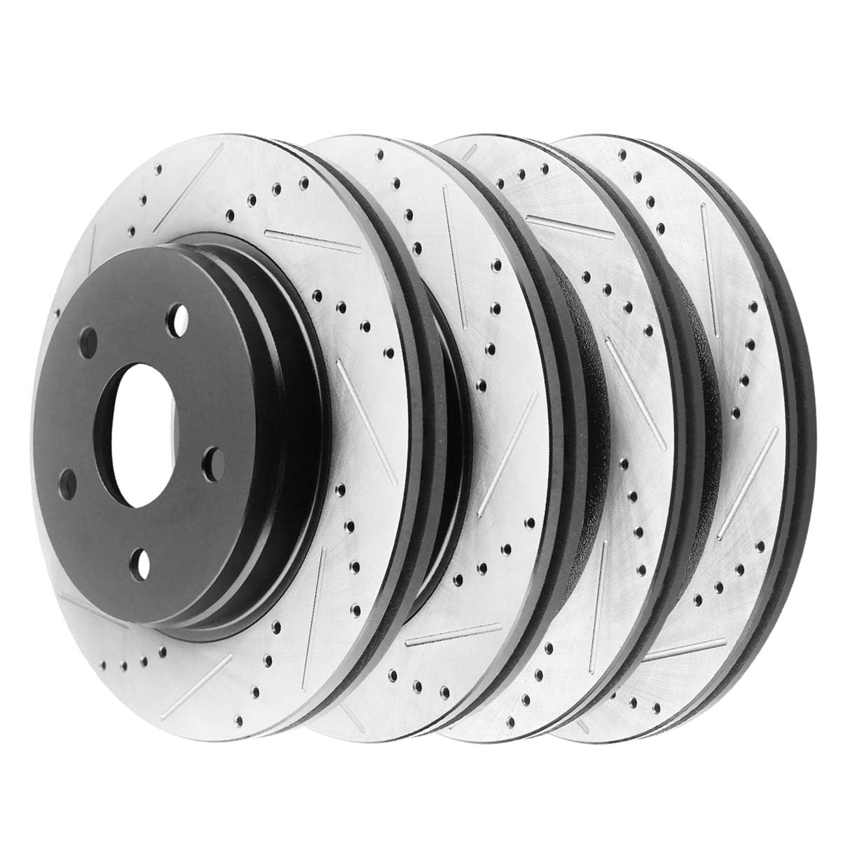 Autoshack Front And Rear Drilled Slotted Brake Rotors Black Set Of 4 Replacement For 2002-2018 Ram 1500 2004-2009 Dodge Durango 2007-2009 Chrysler Aspen 3.0L 3.6L 3.7L 4.7L 5.7L 4Wd Rwd Pr63007Pr63008