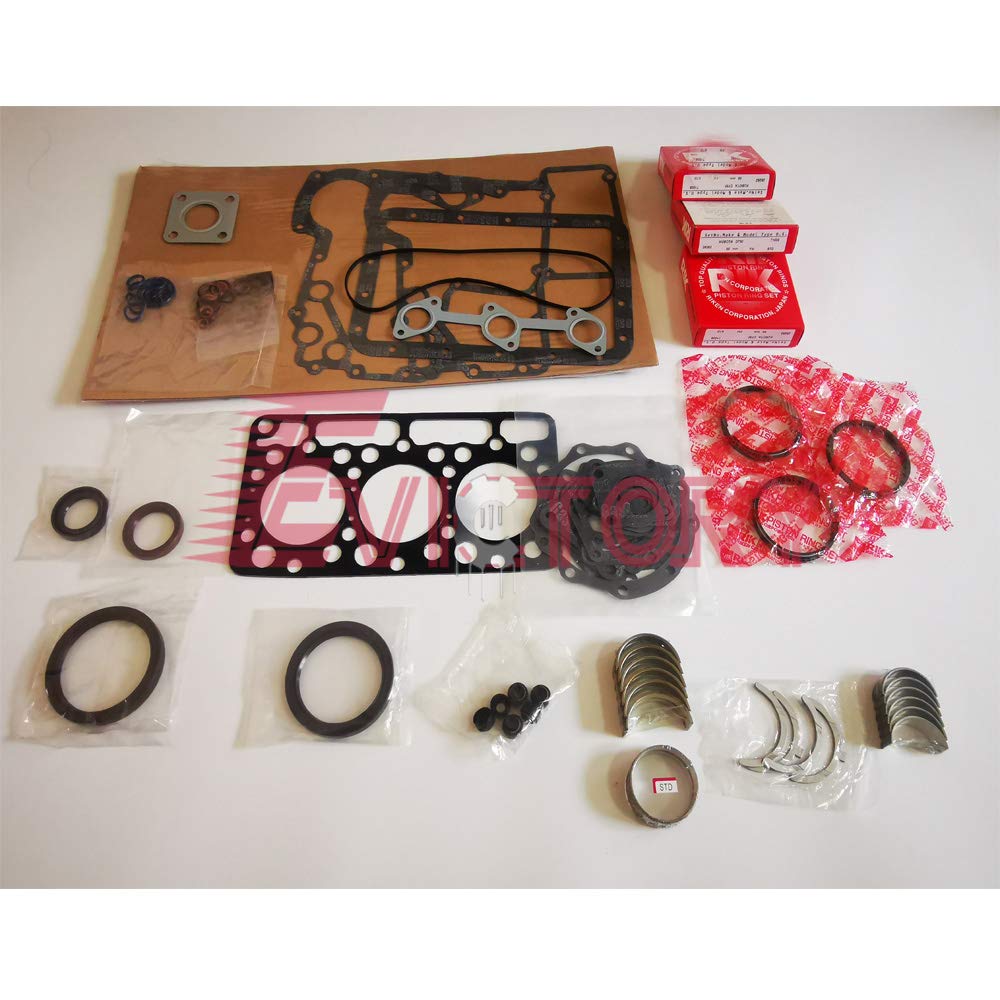 For Kubota D950 Rebuild Overhaul Kit Piston Ring Complete Full Head Gasket Kit Main Conrod Bearing Set