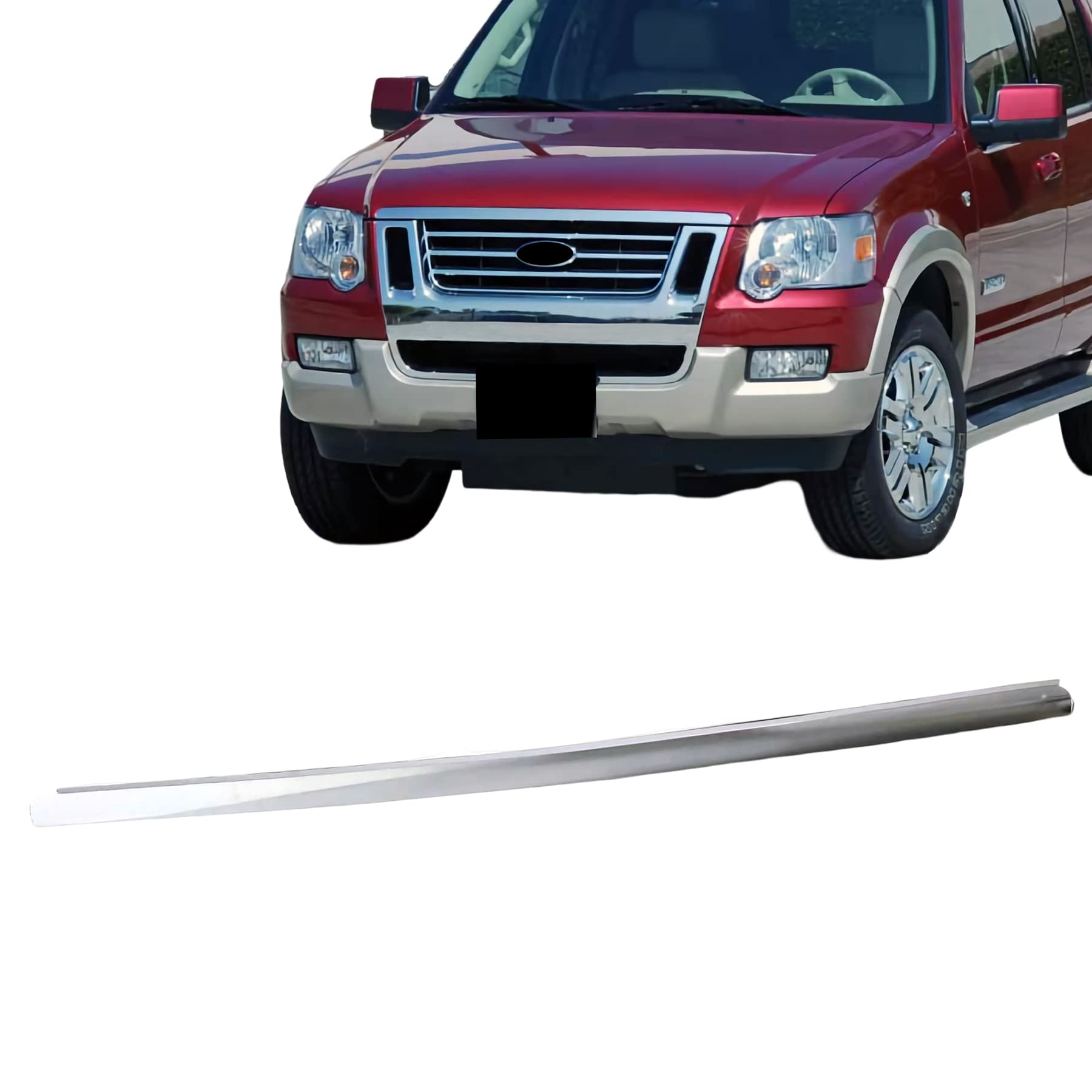 Carpartsdepot Hood Panel Molding Chrome Trim Compatible For 2006-2010 Ford Explorer Fo1235105 6L2Z16856Aa