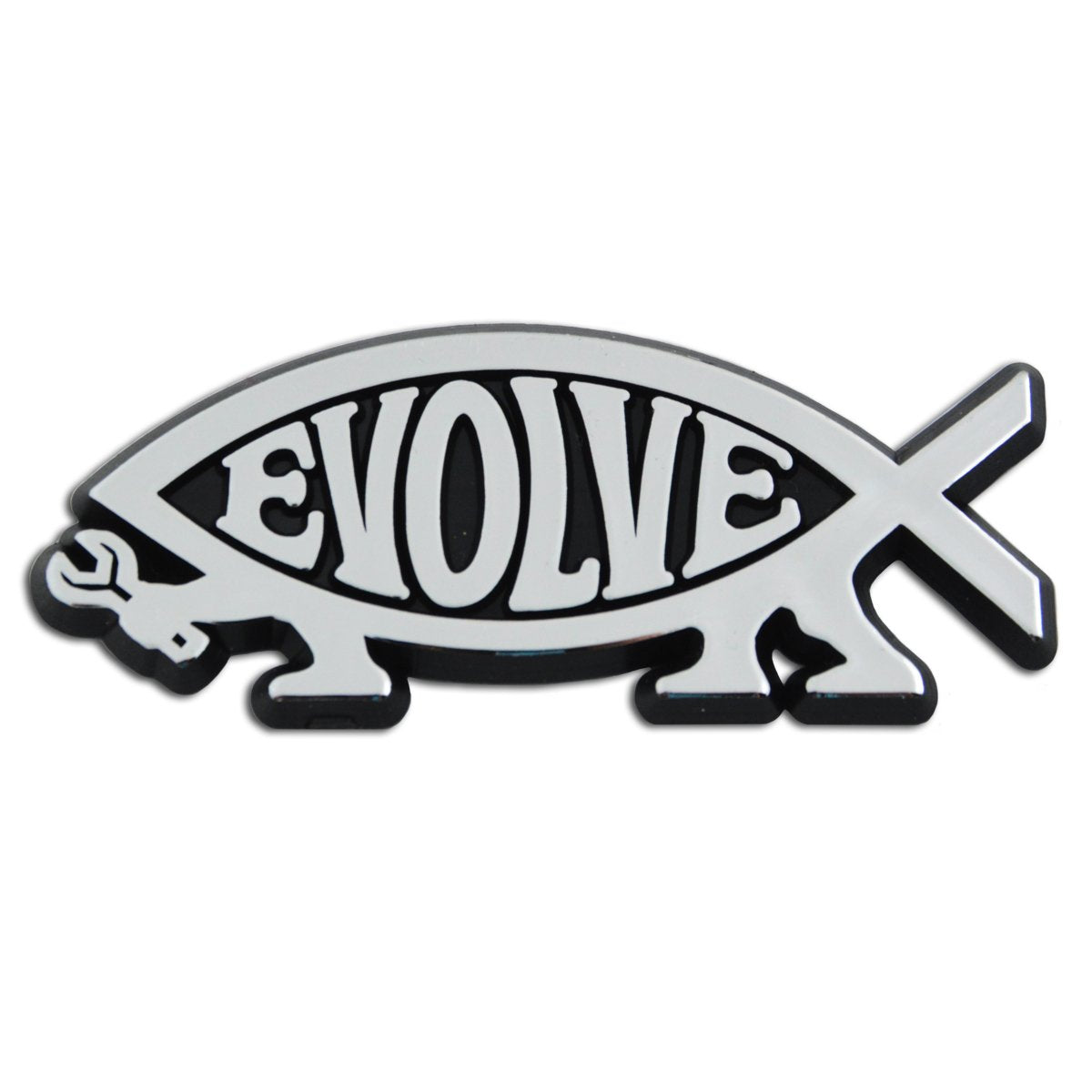 Evolvefish Plastic Auto Emblem - [Silver][5'' X 2'']