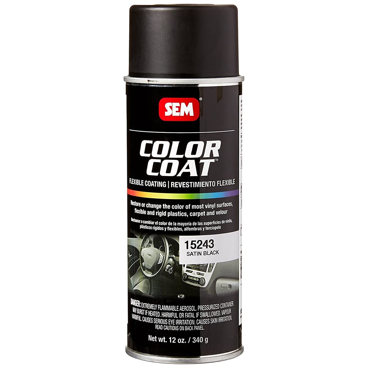 Sem Paints Sem15243 Satin Black Color Coat Aerosol 12 Ounce (Pack Of 1)