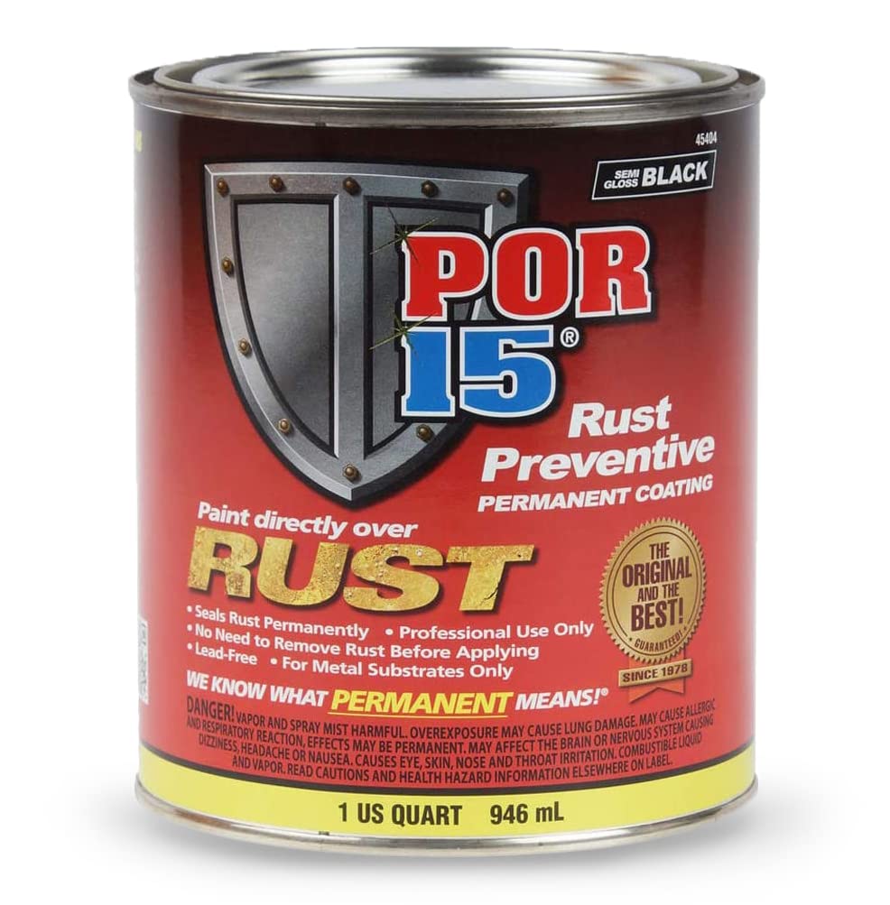 Por-15 Rust Preventive Coating, Stop Rust And Corrosion Permanently, Anti-Rust, Non-Porous Protective Barrier, 32 Fluid Ounces, Semi-Gloss Black