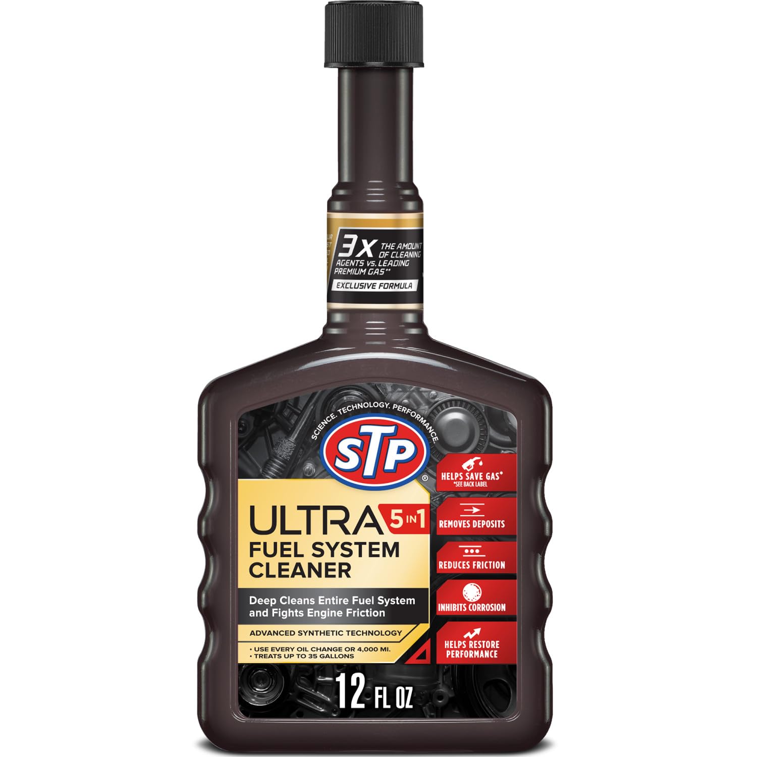 Stp Ultra 5 In 1 Fuel System Cleaner And Stabilizer, Deep Cleans Fuel System And Fights Engine Friction, 12 Floz