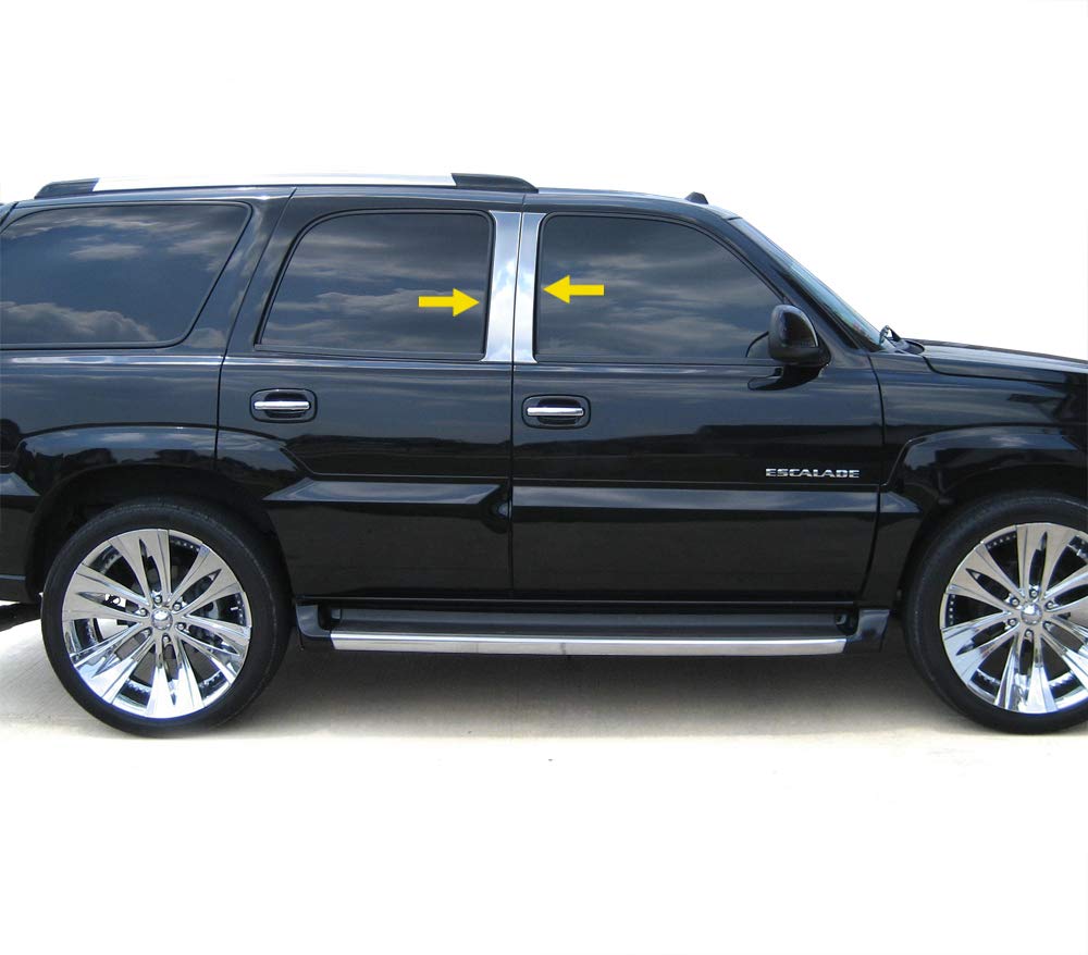 Made In Usa! Compatible With 2002-2006 Cadillac Escalade 4Pc Stainless Steel Chrome Pillar Post Trim