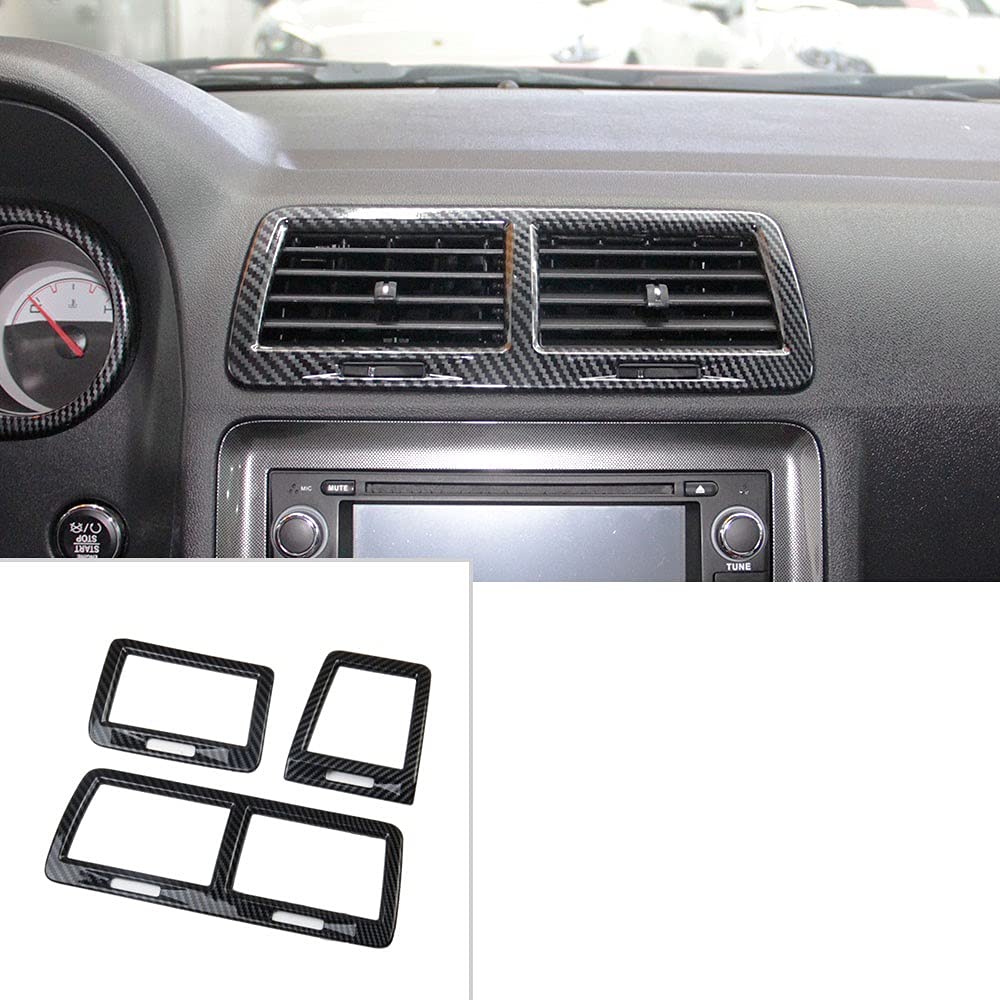Korlot Carbon Fiber Air Vent Cover Ac Outlet Trim Kit For 2008-2014 Dodge Challenger