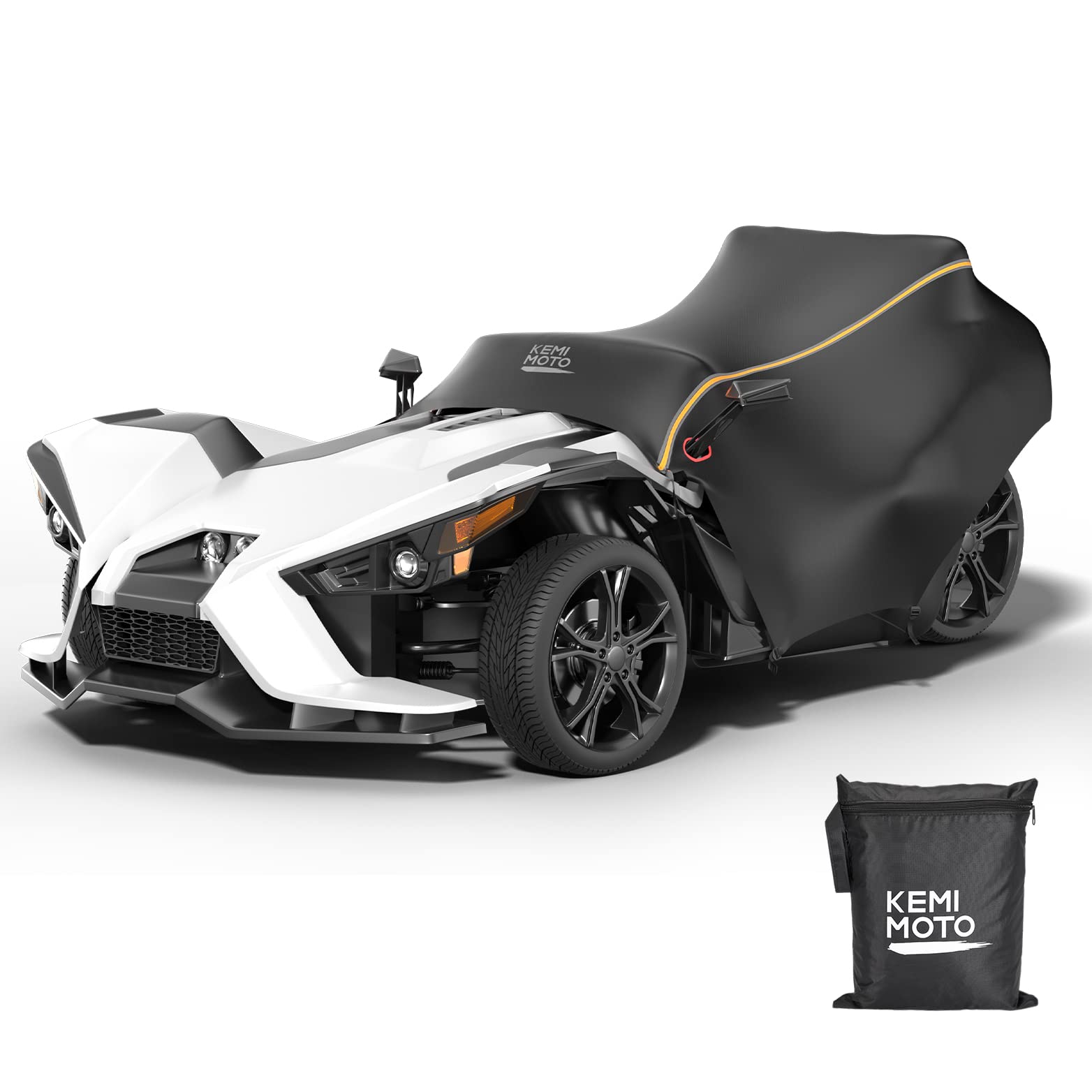 Kemimoto Half Cover Cockpit Cover Compatible With Polaris Slingshot, Windshield Cover Waterproof Windproof All Weather Protection Covers With Reflective Strips For Slingshot Accessories