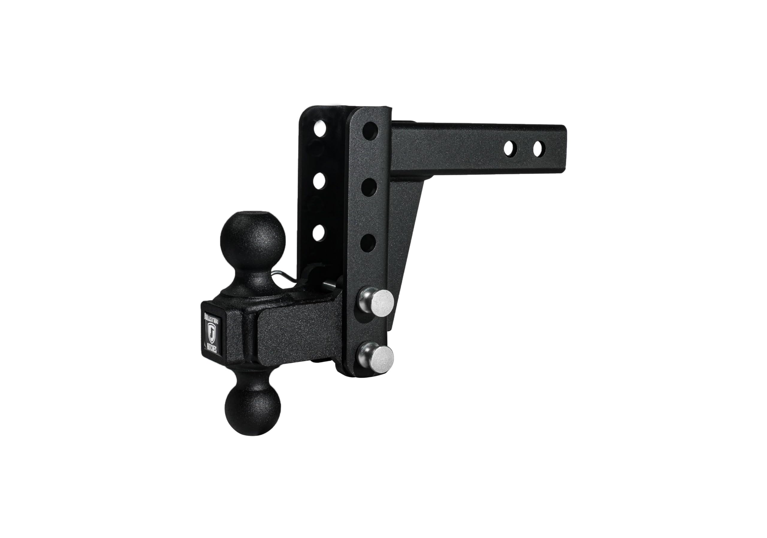 Bulletproof Hitches - 2.0' Adjustable Medium Duty Trailer Hitch (14,000 Lb. Rating) - 4' Drop/Rise Trailer Hitch With 2' & 2-5/16' Dual Ball - Powder Coat, Box Steel, Corrosion-Resistant