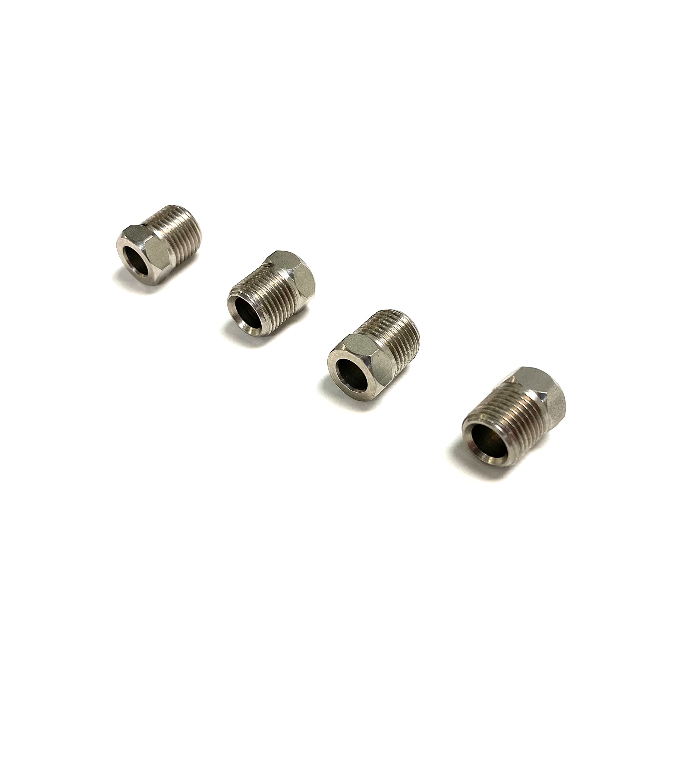 The Stop Shop Inverted Flare Stainless Steel Brake Line Fittings For 3/16 Inch O.D. Tubing With 3/8'-24 Threads (Pack Of 4)