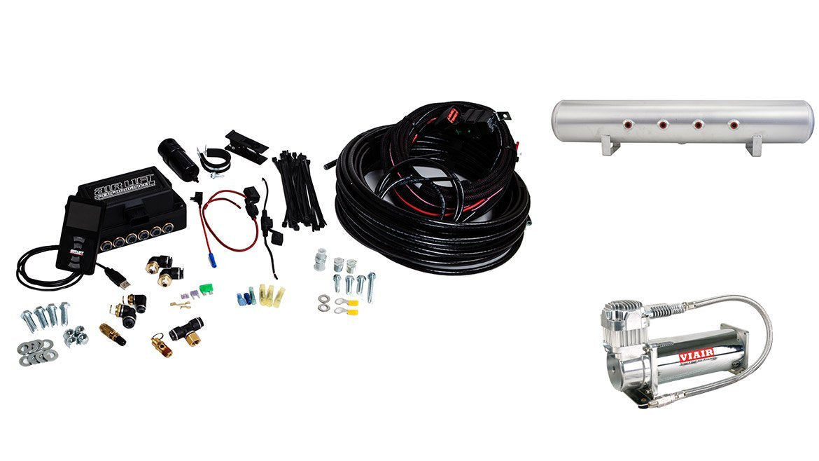 Air Lift 27683 3P System (1/4' Air Line, 5 Gallon Lightweight Aluminum Tank, Viair 444C Compressor)
