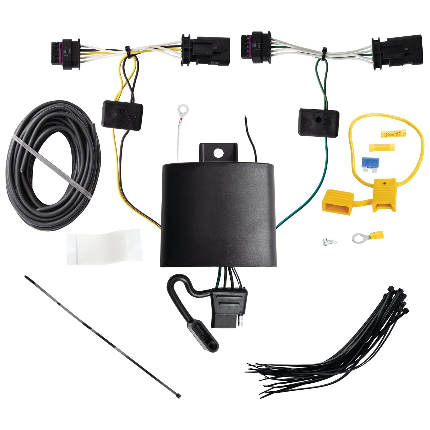 Tekonsha 118869 T-One T-Connector 4 Way Flat Tow Hitch Trailer Wiring Harness Kit W/Circuit Protected Modulite Module, No Cutting Or Splicing Required, Weather Resistant