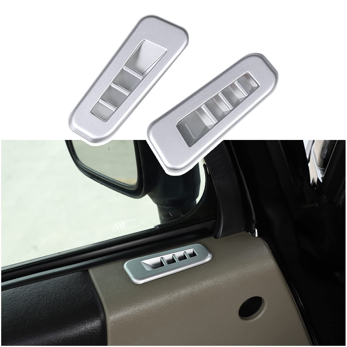 Fgtagtal Car Door Air Vent Cover Fit For 2003-2007 Hummer H2, Front Door Air Conditioner Outlet Protection Frame Cover, Abs Interior Door Air Vent Trim Cover Accessories, 2Pcs (Silver)