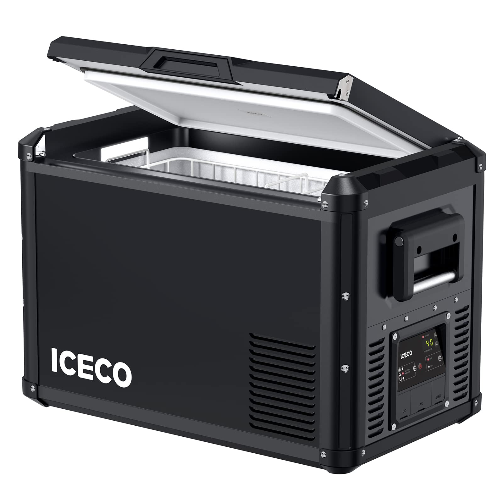 Iceco Vl45 Pros Portable Refrigerator, Multi-Directional Lid, Dual Usb & Dc 12/24V, Ac 110-240V, 45L Steel Compact Refrigerator Powered By Secop, 0? To 50?, Home & Car Use [Upgrade, 47 Quarts]