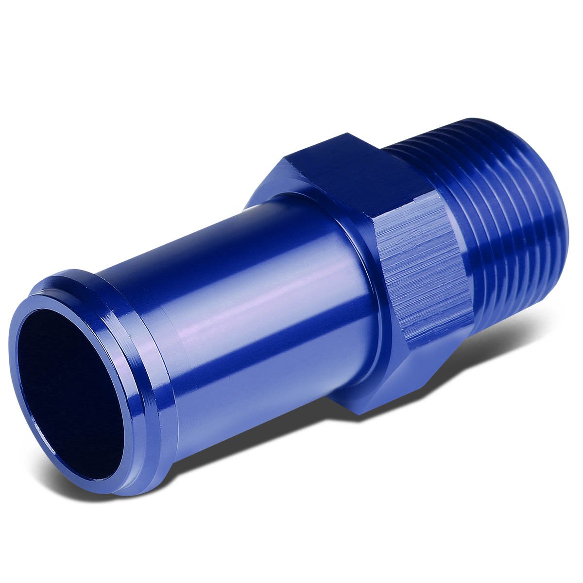 Auto Dynasty 3/4 Inches Npt Male Straight To 1 Inch Hose Port Nipple Aluminum Finish Adapter (Blue)