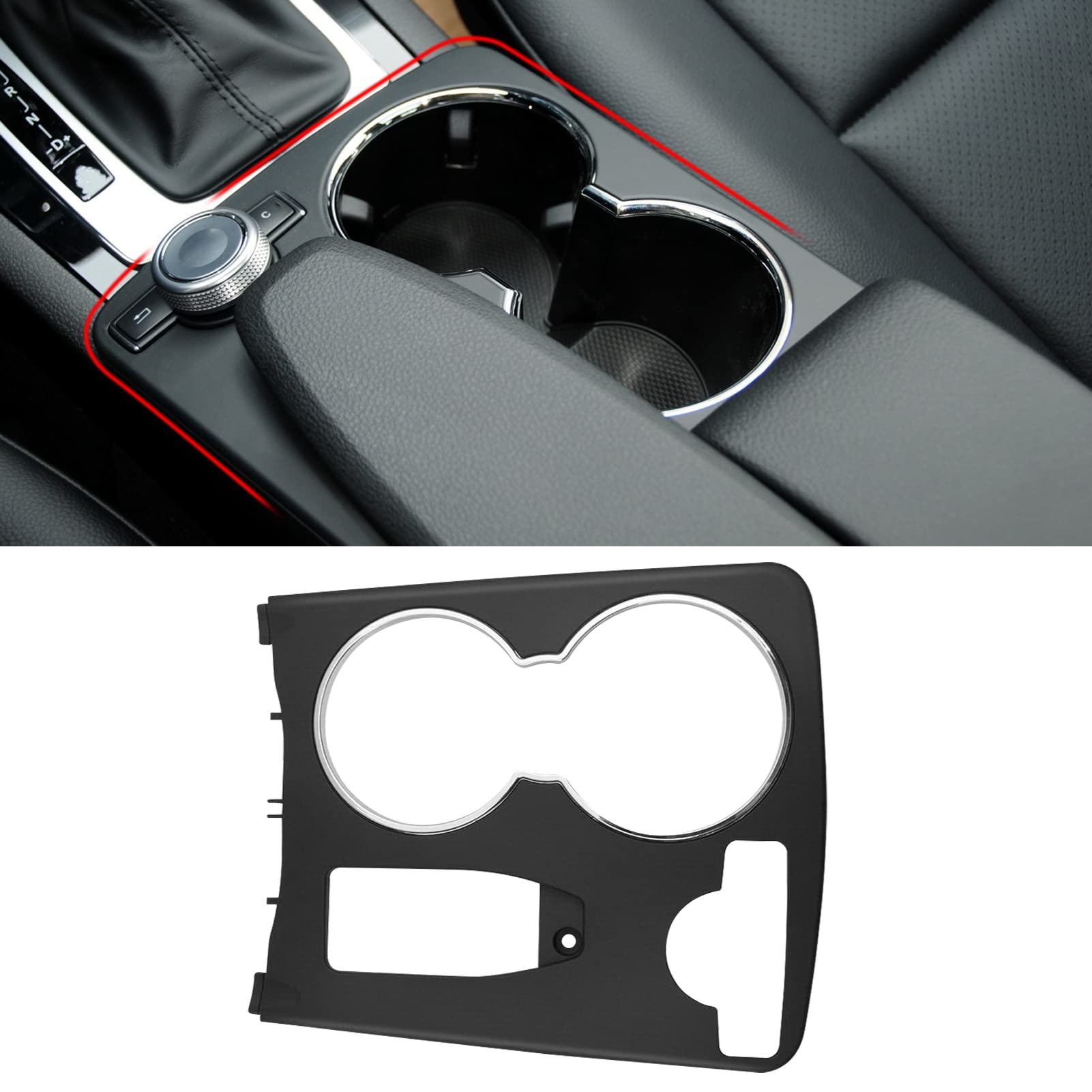 Jaronx Compatible With Mercedes Benz Cup Holder Trim Cover, W204 Center Console Cup Holder Trim Replacement C Class Cup Holder Frame For W204 C180 C200 C230 C250 C280 C300 C350 2008-2014 A2046800307