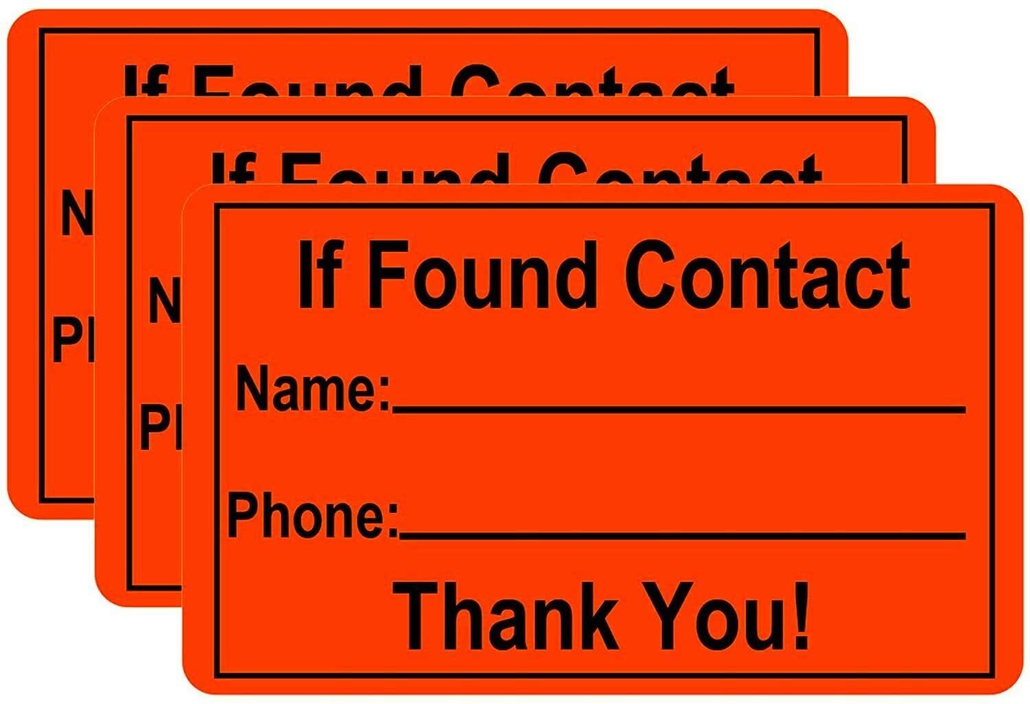 3-Pack Orange: Bright Orange: If Found Contact Info Sticker, Includes Lines For One Phone Number (If Lost Waterproof Kayak And Canoe Decal (3 X 2 Inch)