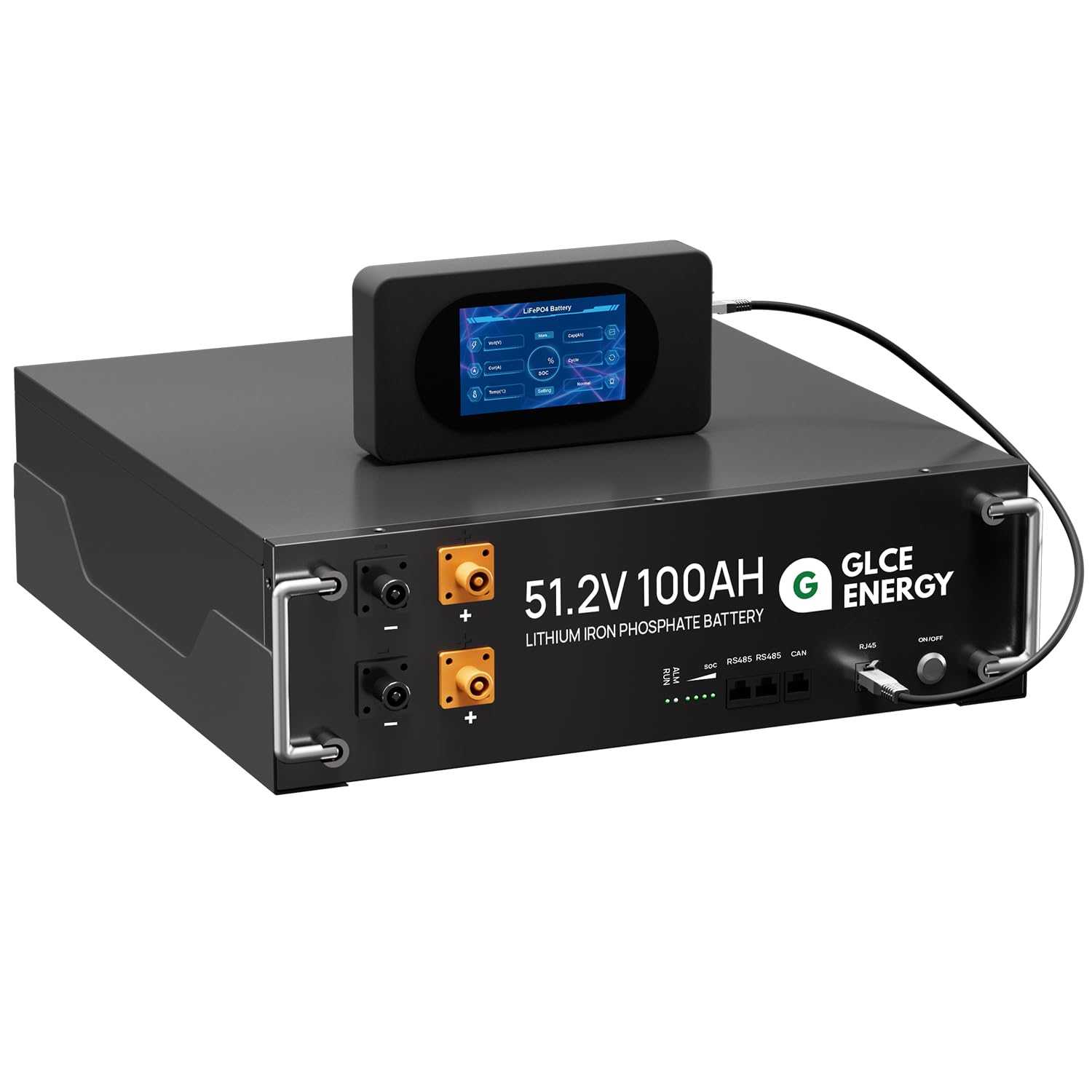 48V 100Ah Lifepo4 Lithium Battery, Large Lcd Display, With Can And Rs485 Communication Interface, 100A Smart Bms, 5120Wh Battery For Rv, Solar, Home Energy Storage