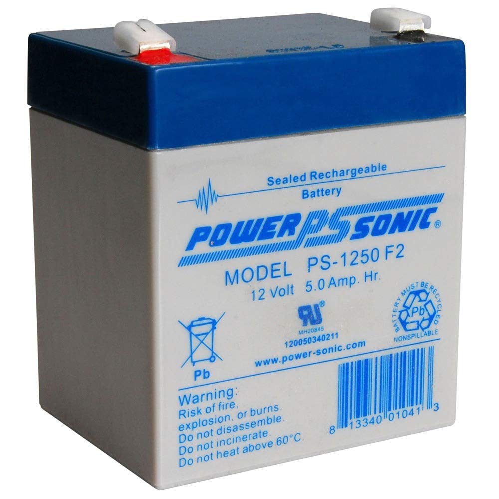 Power-Sonic Ps-1250F2-12 Volt/5 Amp Hour Sealed Lead Acid Battery With 0.250 Fast-On Connector, One Color