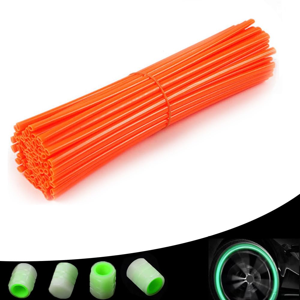 72 Pcs Dirt Bike Spoke Skins Spoke Covers 8'-21' Spoke Rims Protector For Pit Bike Motorcycle Bicycle Wheelchair-Orange