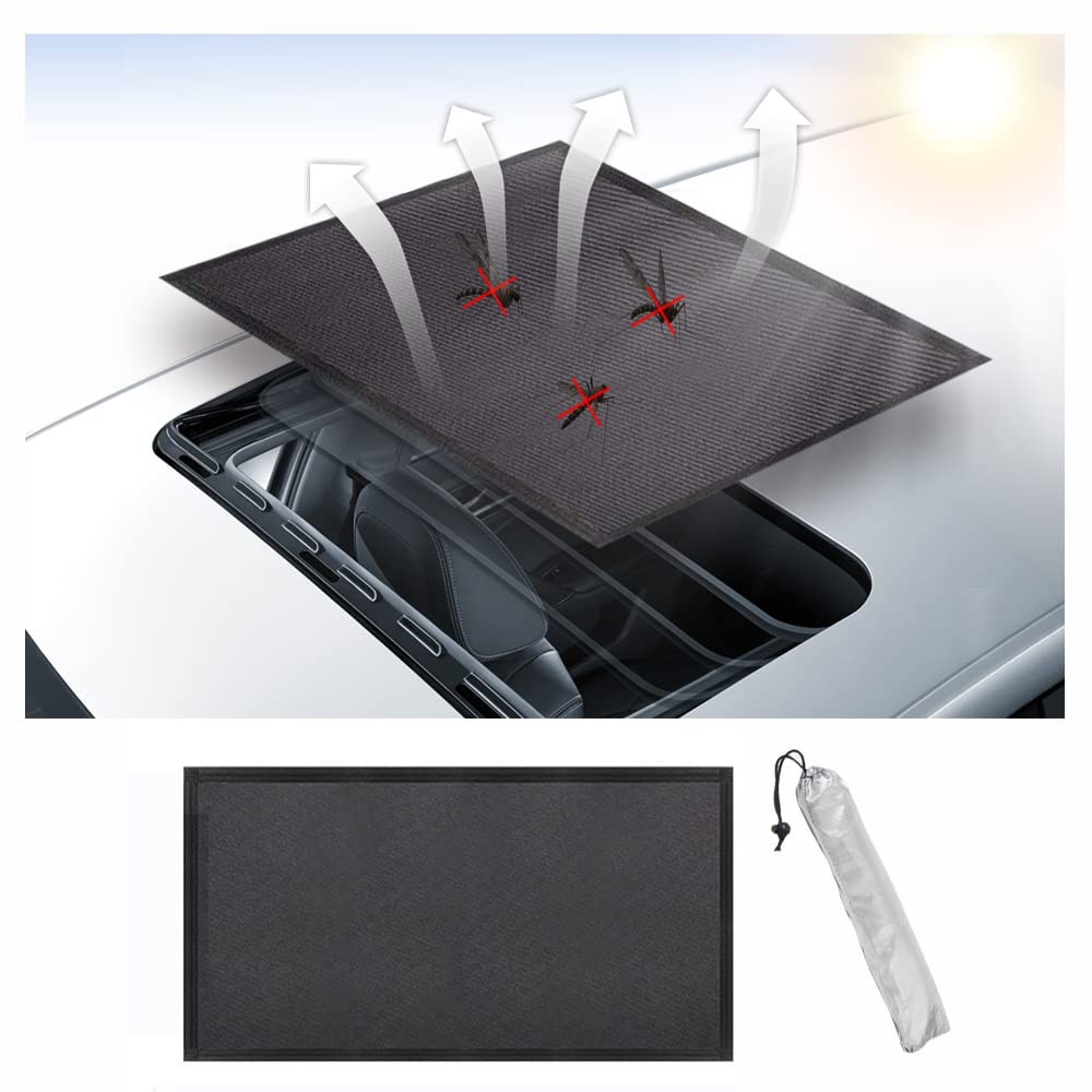 Vargtr Car Sunroof Sunshade, Sun Shade Magnetic Net,Car Roof Cover For Overnight Camping,Breathable Mesh Magnetic Sunroof Screen