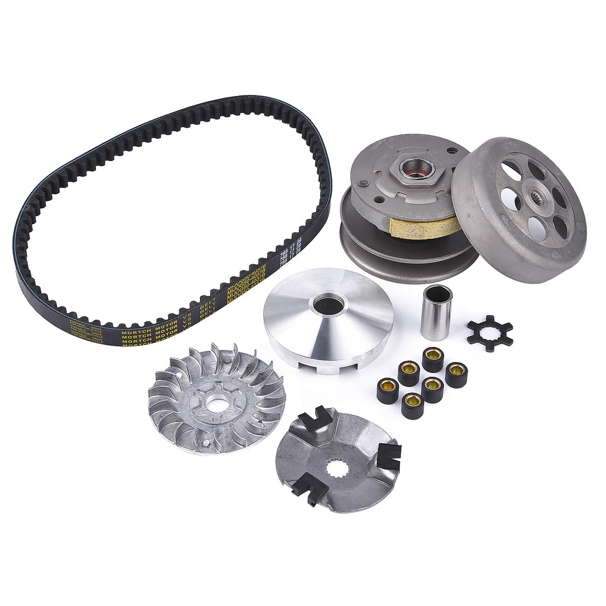 Transmission Rebuild Kit - Replacement Clutch Kit Compatible With Sportsman Atv, Predator, Scrambler, 50Cc 90Cc 2 Stroke Atv Part - Includes Clutch & Variator Assembly, Drive Belt & Roller Weights