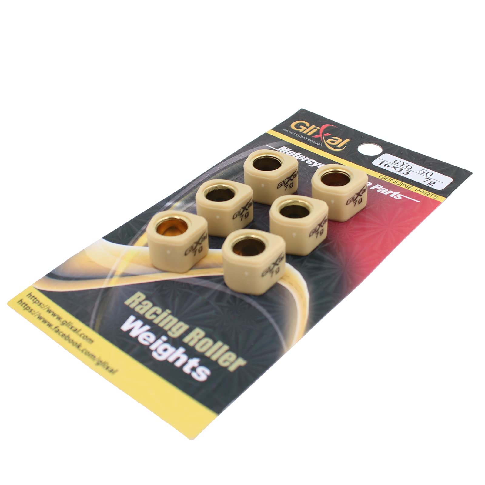 Glixal 16X13Mm High Performance Polygon Variator Sliders, Racing Sliding Roller Weights 139Qmb Gy6 50Cc - 100Cc Scooter Moped At