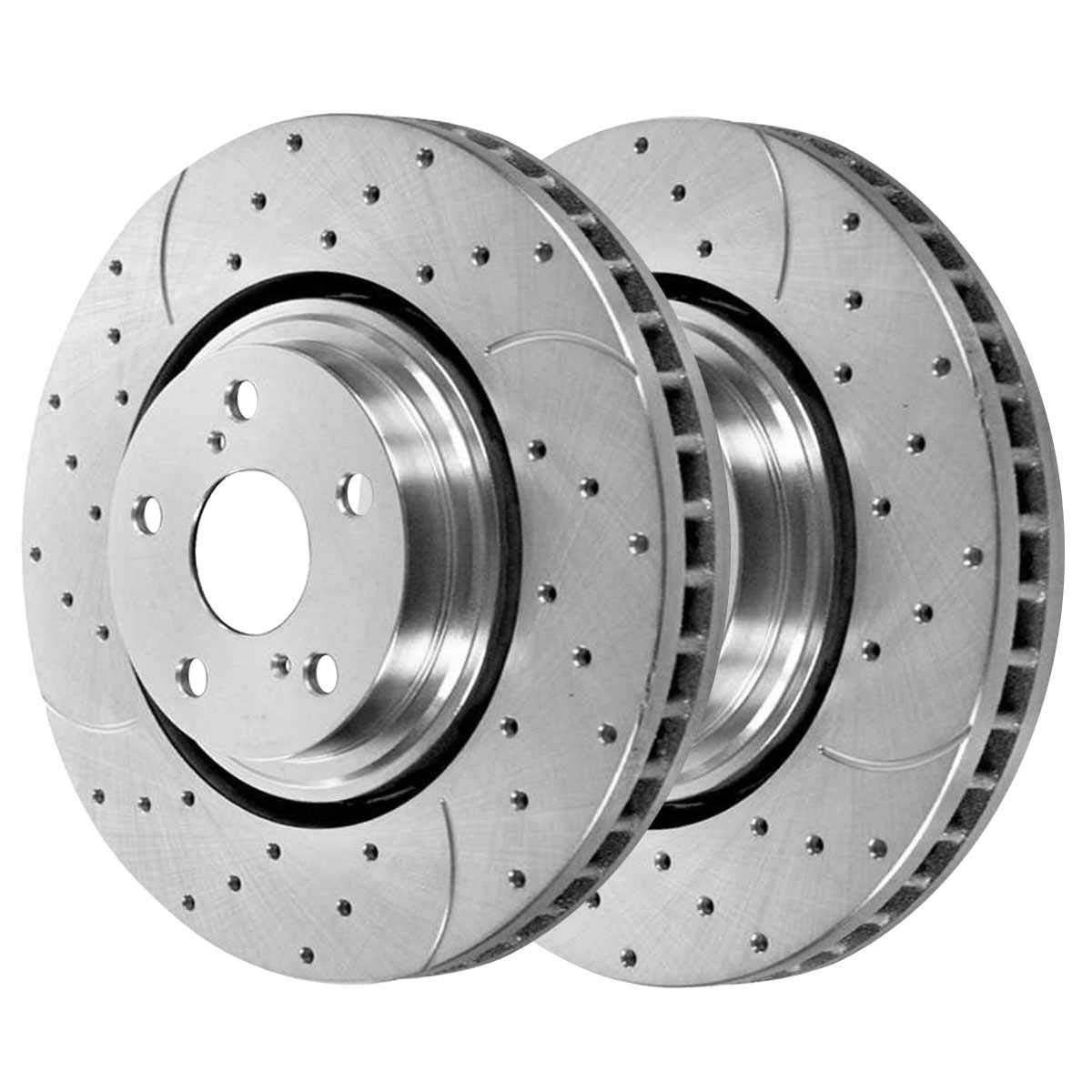 Autoshack Front Drilled Slotted Brake Rotors Silver Pair Of 2 Driver And Passenger Side Replacement For Lexus Rx350 Nx200T Rx450H Nx300H 2008-2019 Toyota Highlander 2011-2020 Sienna Fwd Pr41513Dszpr