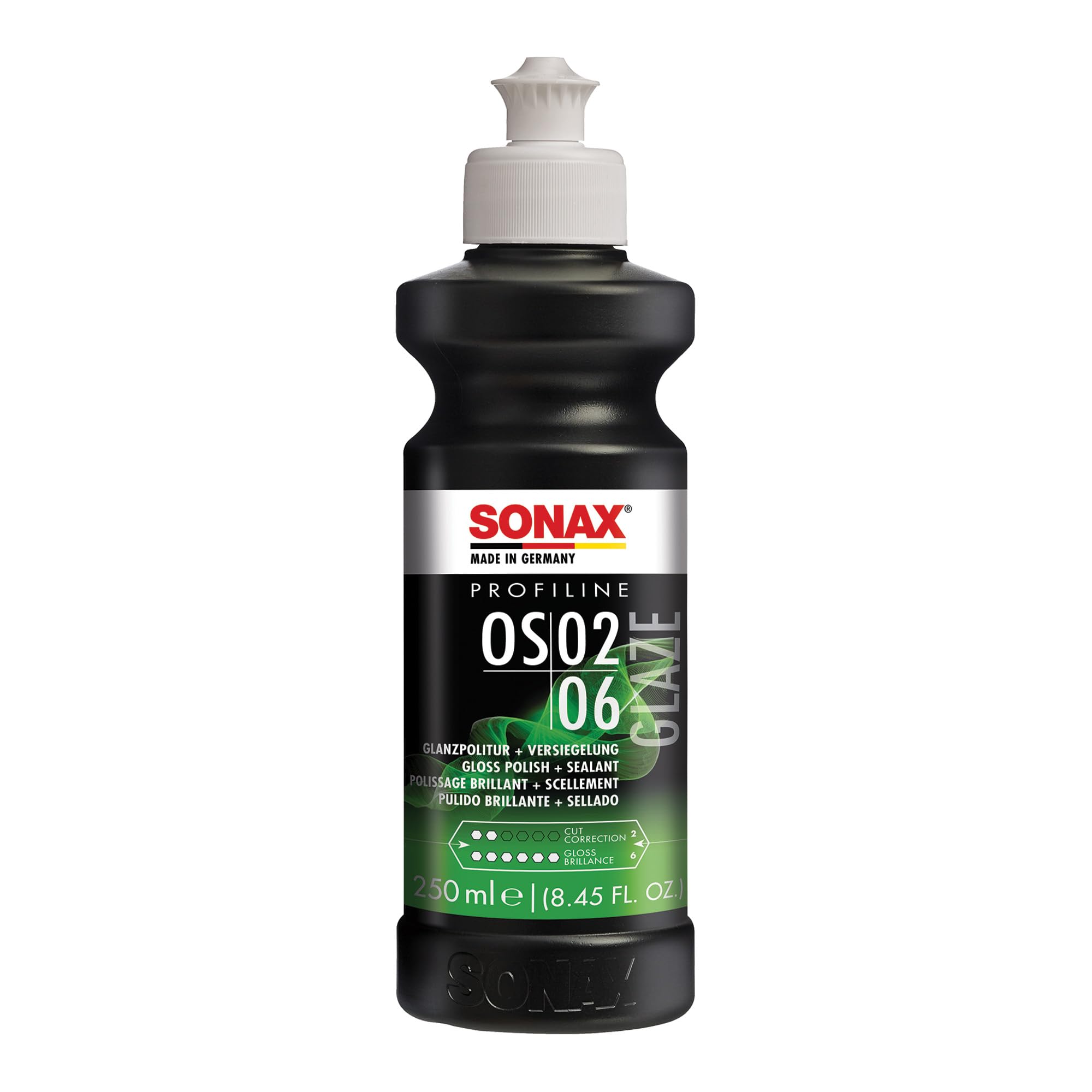 Sonax Glaze Os 02-06 247141 | All-In-One Car Polish For Scratch Removal, High-Gloss Finish & Ceramic Protection | Sio2-Based 6-Month Durability | Hologram-Free Results For All Paint | 250Ml