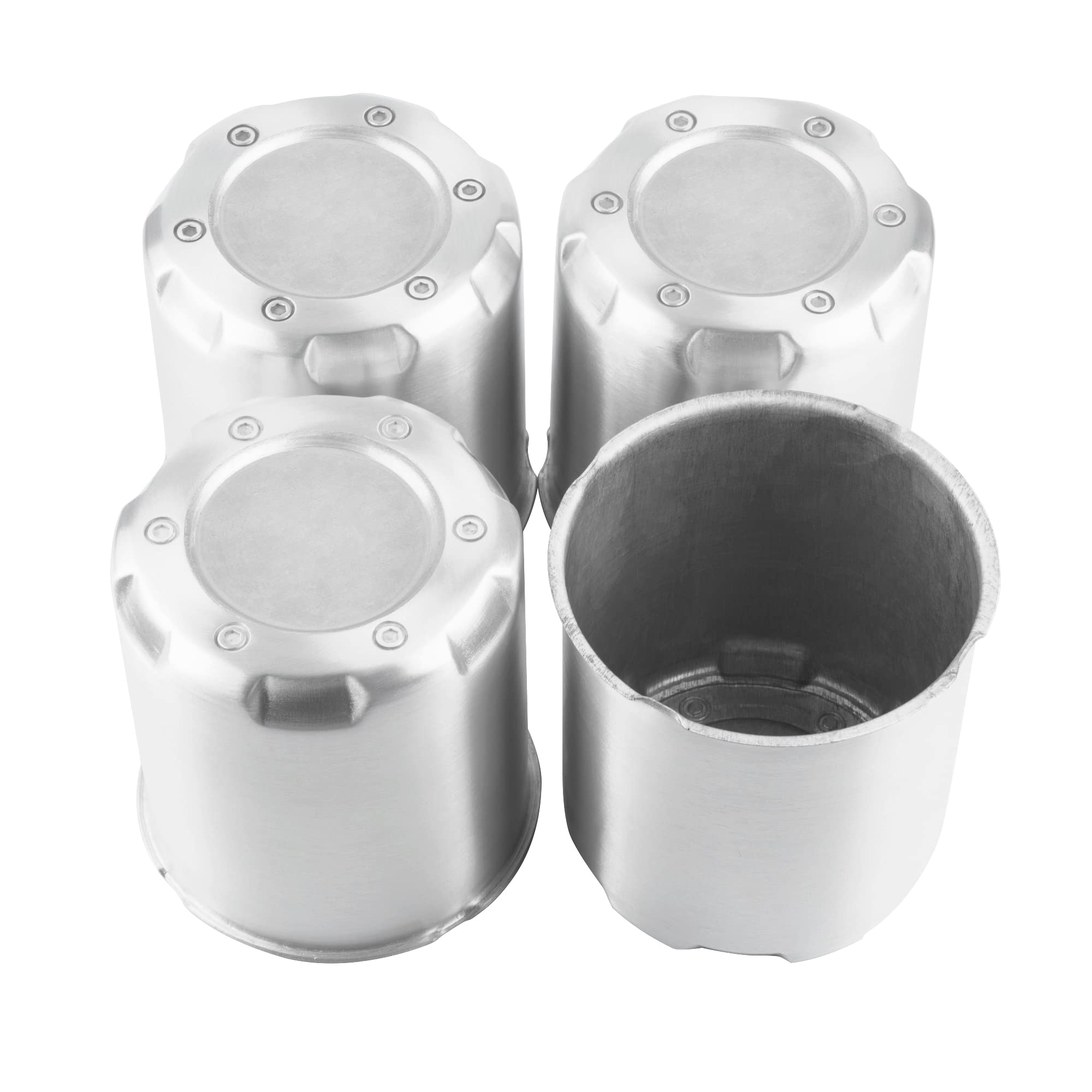 Gtownworks 4Pcs 4.25 Inch Wheel Center Caps Aluminum Rivet Design Fit 4.25' Center Bore Truck Trailer Rv Suv Wheels Rims, Silver Push Through Hub Covers