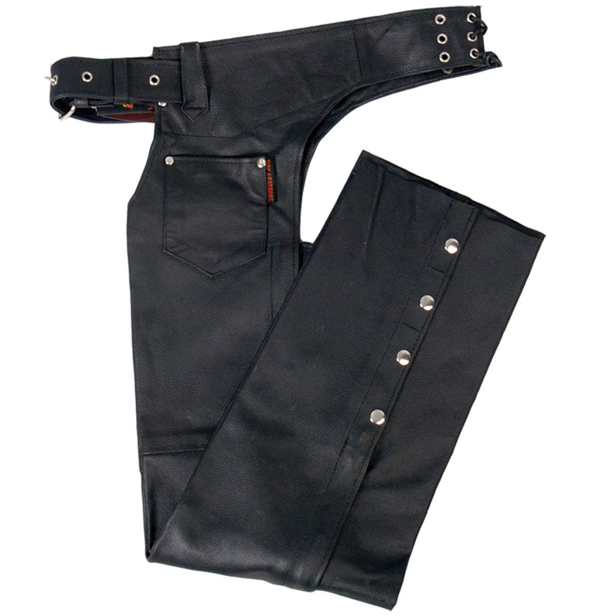 Hot Leathers Fully Lined Leather Chaps (Black, Xxxx-Large)
