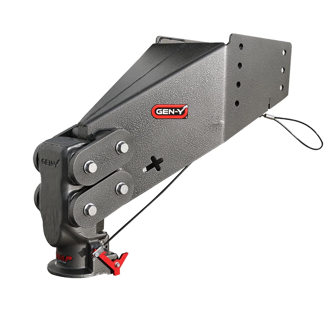 Gen-Y Hitch Gh-8046Al Executive Torsion-Flex Rhino Snaplatch Fifth Wheel Pin Box Replacement With Gooseneck 2 5/16' Coupler, 1.5K - 3.5K Pin Weight, 21K Towing - Check Fitment Chart