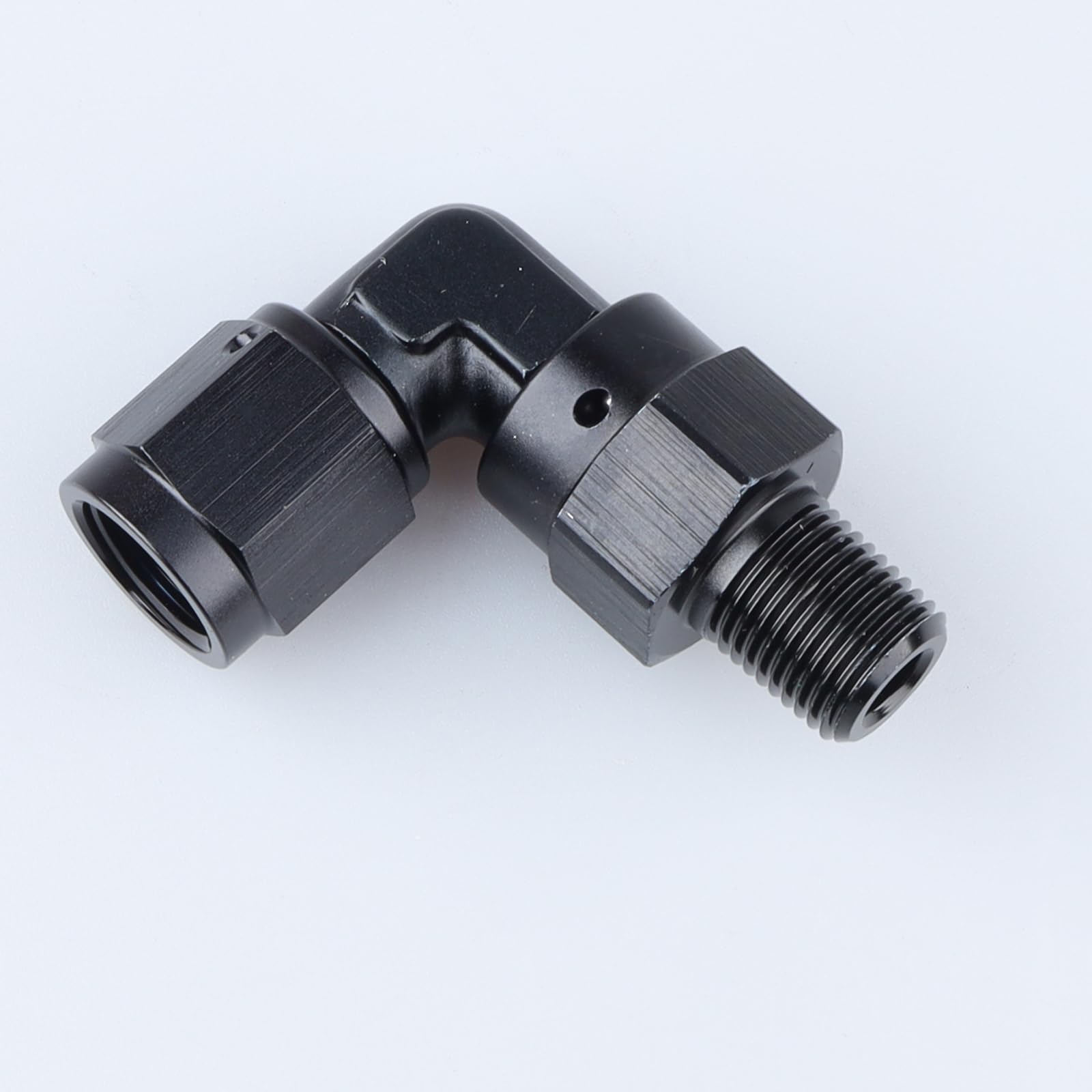 Ac Performance Black Aluminum 90 Degree -4 An Female To 1/8' Npt Male Swivel Adapter Fitting