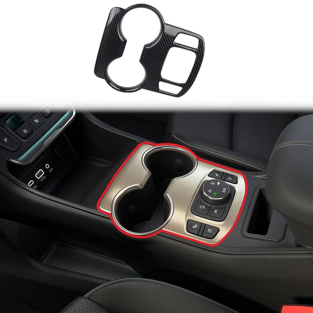 Korlot Carbon Fiber Center Console Cup Holder Knob Button Panel Cover Trim For Gmc Terrain 2018-2024