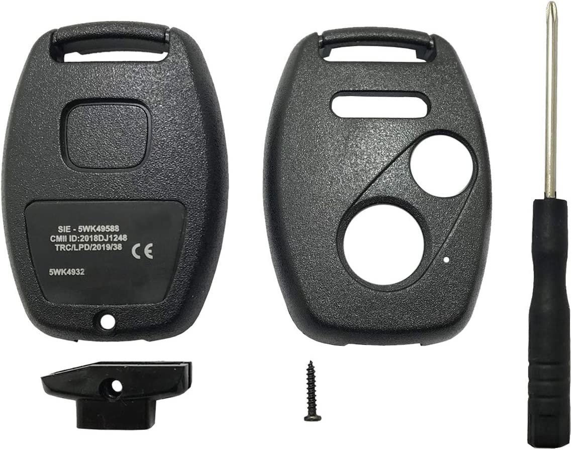 Horande Replacement Key Fob Cover Case Fit For Honda 2005-2013 Ridgeline Pilot Cr-V Civic Odyssey 2003-2007 Accord Keyless Entry Key Fob Shell (Pack 2)