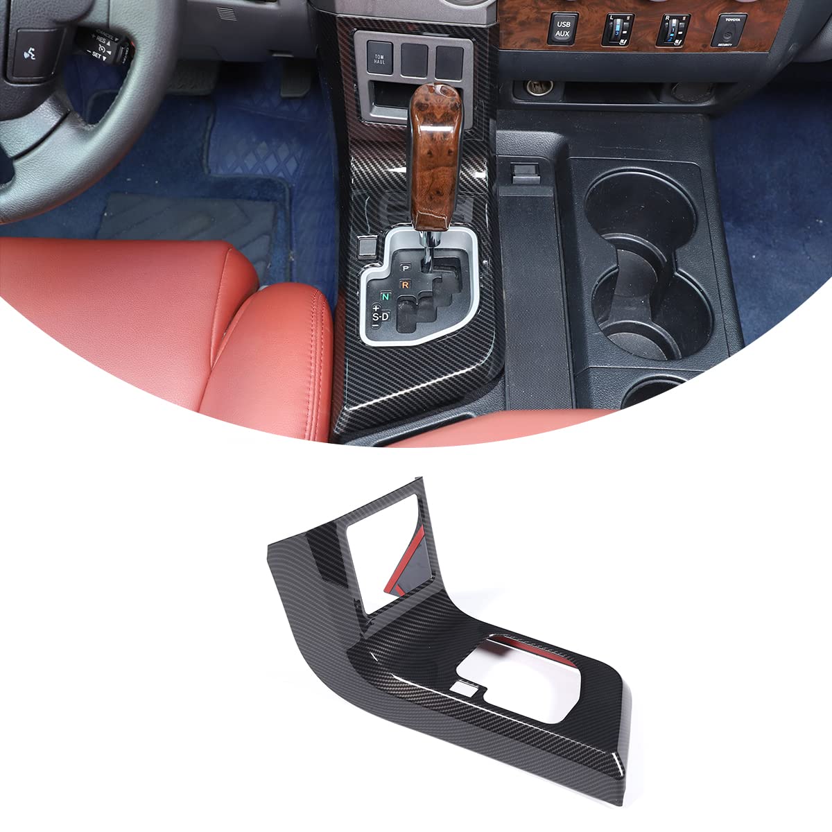 Abs Car Central Control Gear Shift Panel Trim Frame For Toyota Tundra 2007 2008 2009 2010 2011 2012 2013 Car Accessories (Carbon Fiber)